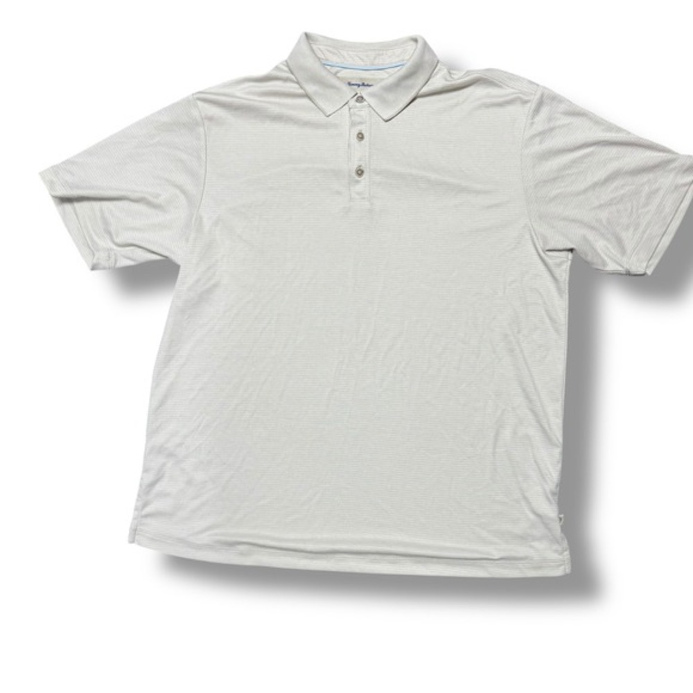 Tommy Bahama XL‎ Modal Blend Micro Pattern Performance Polo Shirt Light Gray